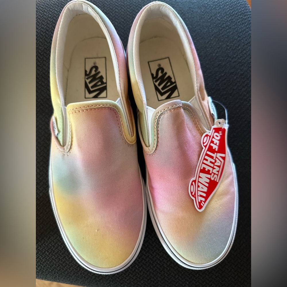VANS slip on, lovely pastel tie died color.  New, Never worn.  Cute for Spring!